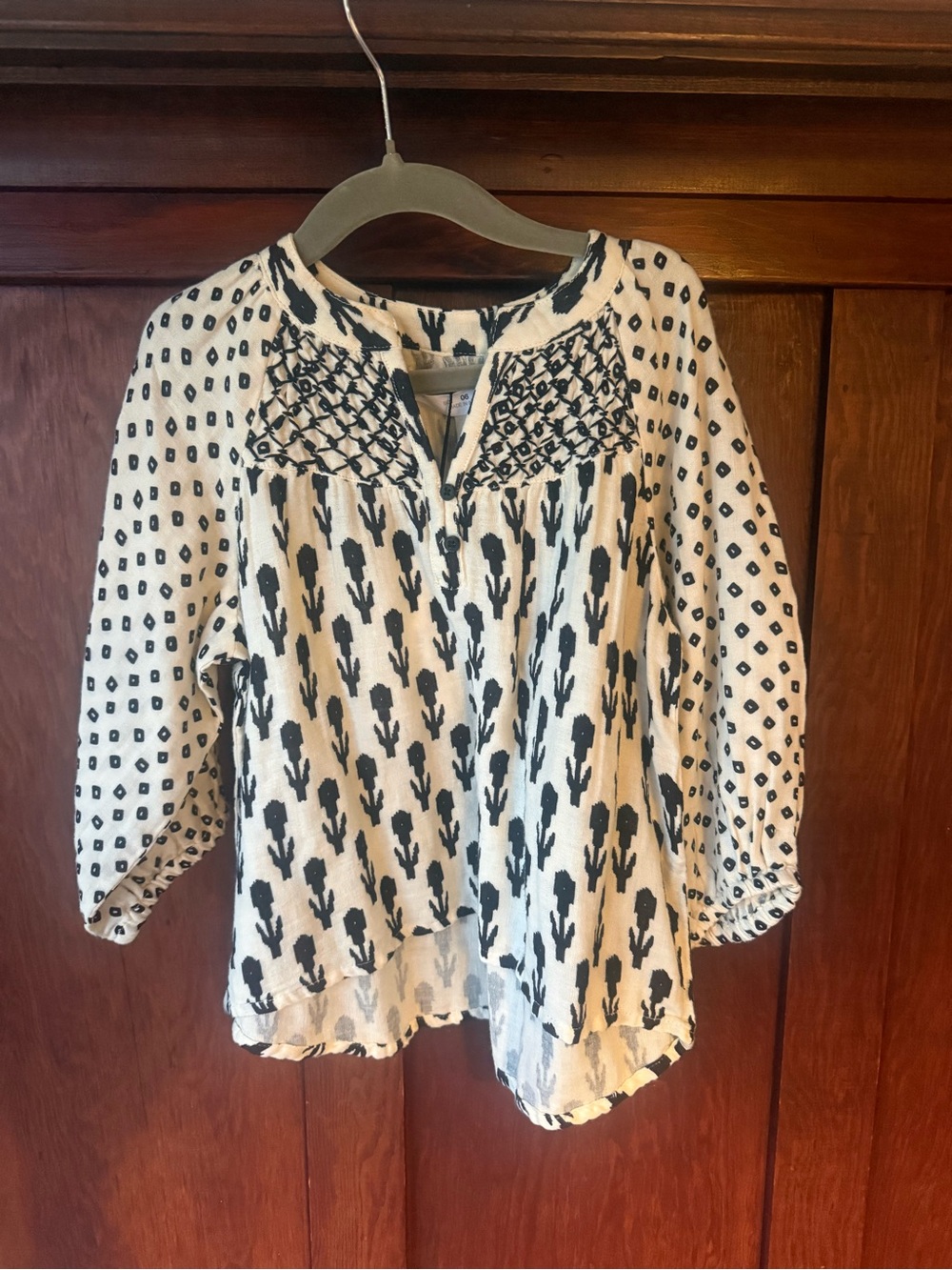 Zara Black & White Printed Tunic Top